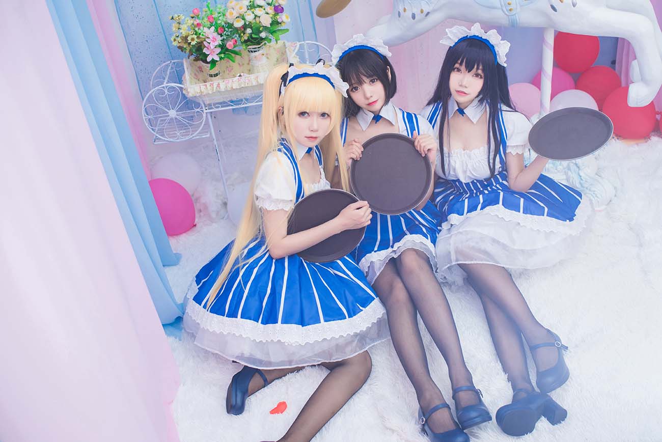 白金Saki写真 – 女仆 Cosplay-第1张