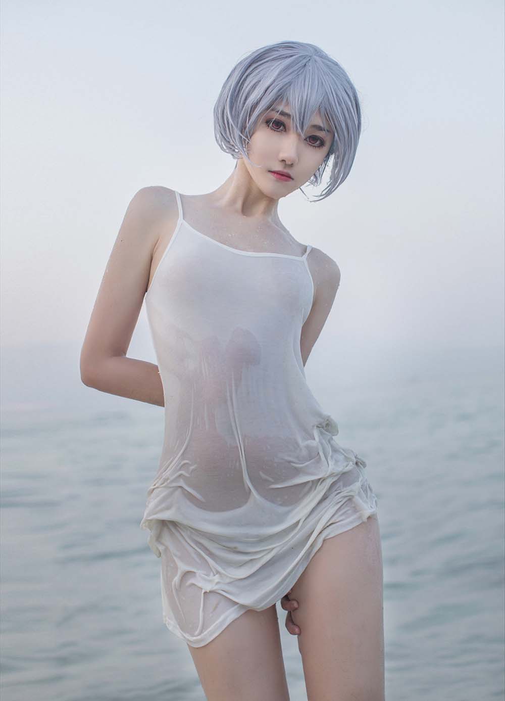 南桃Momoko – 绫波丽白裙 Cosplay-第1张
