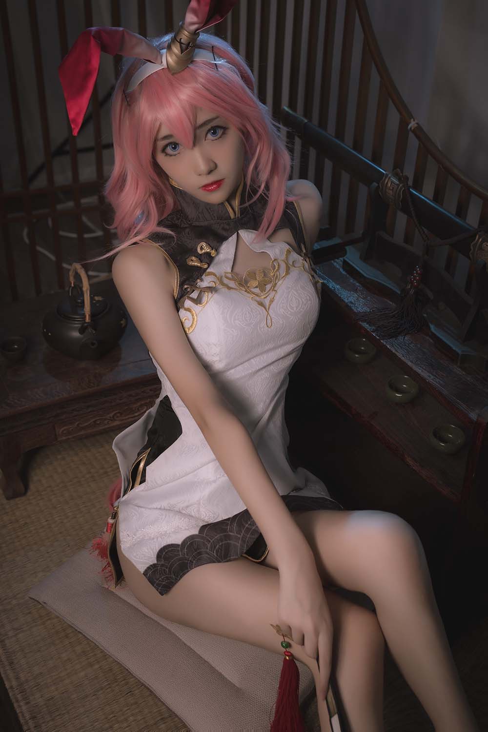 南桃Momoko – 八重樱旗袍 Cosplay-第1张