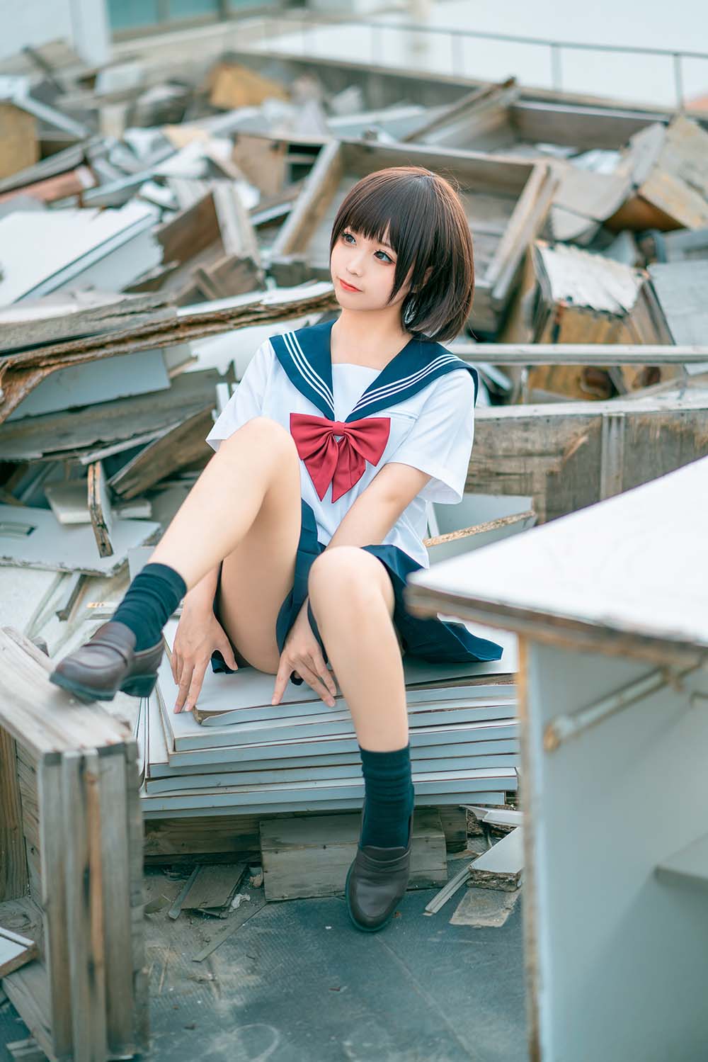 蠢沫沫 – 天台jk Cosplay-第1张
