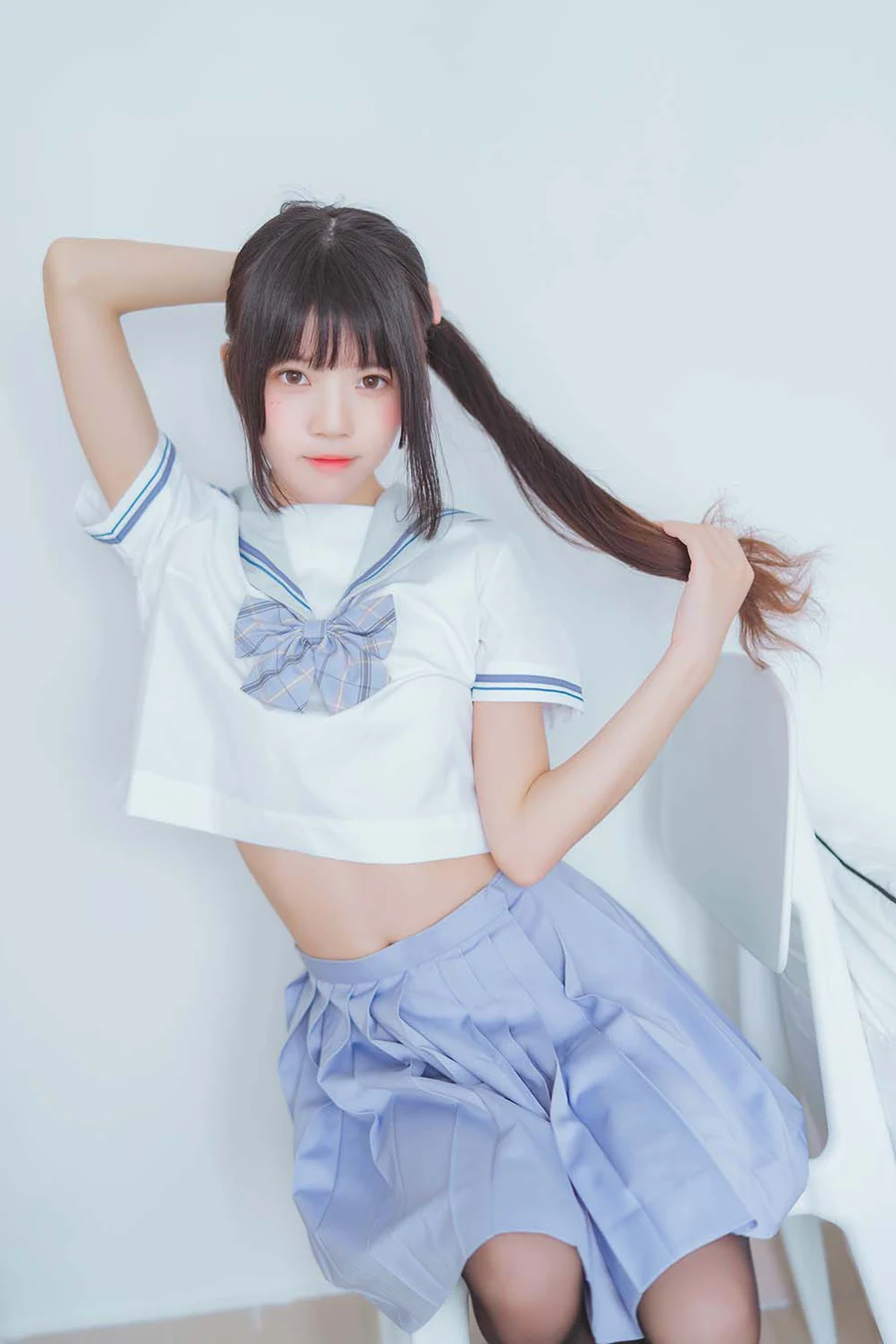 桜桃喵 – 蓝白水手服 黑丝 Cosplay-第2张