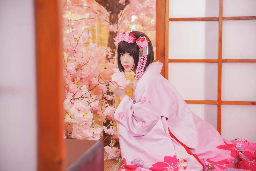 桜桃喵 – 加藤惠和服 Cosplay-第2张