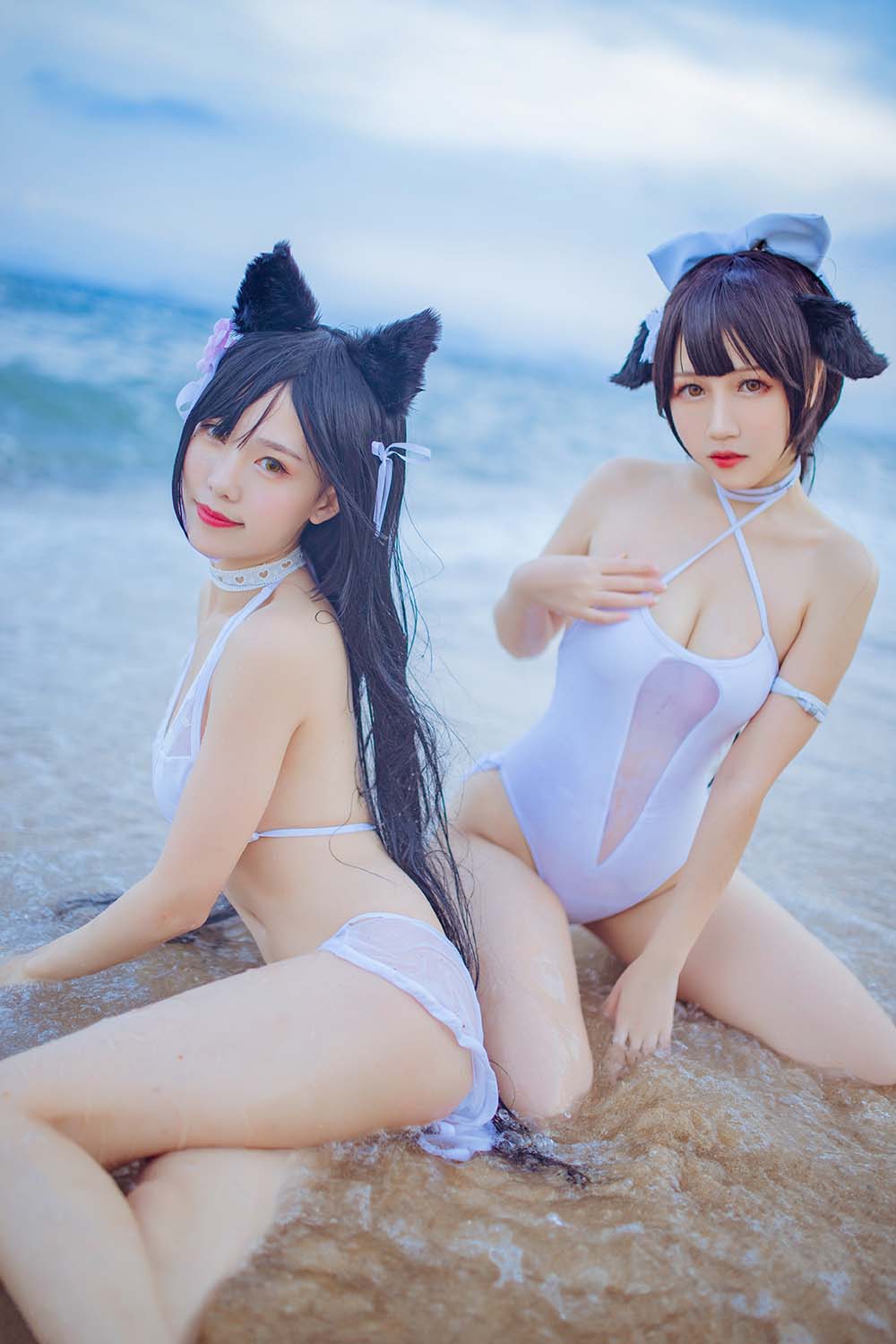 抖娘-利世图集 – 抖娘×不呆猫 獒犬海边泳装 Cosplay-第2张