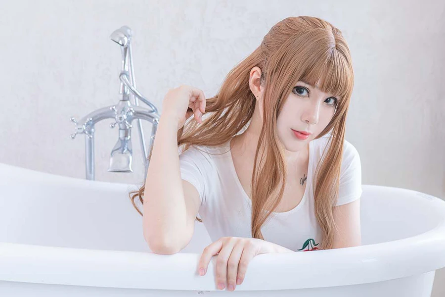 羊大真人 – 白色樱桃体操服 Cosplay-第2张