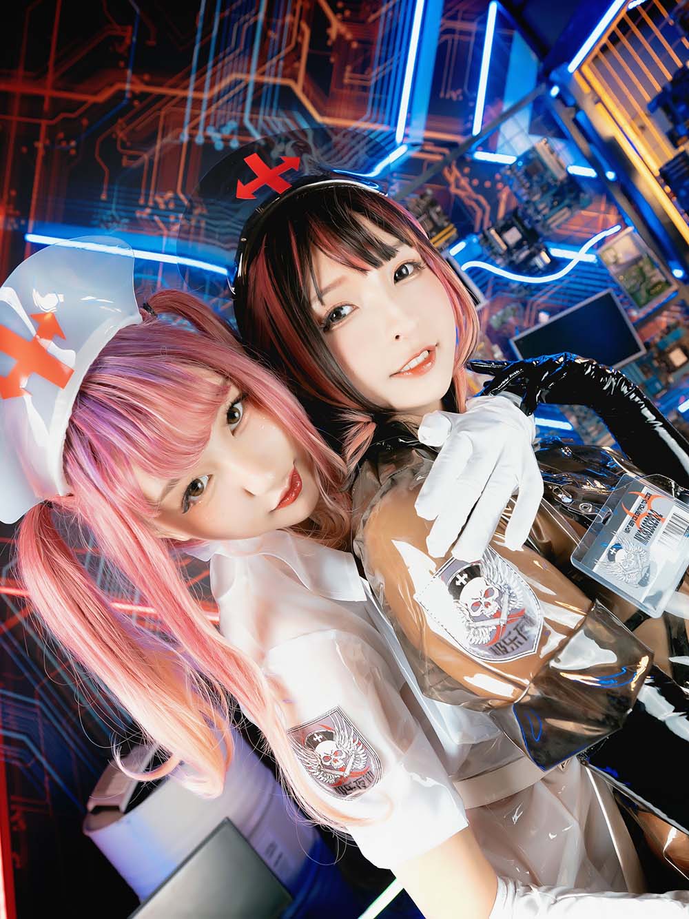 神楽板真冬 – 透明黑白护士双人 Cosplay-第3张