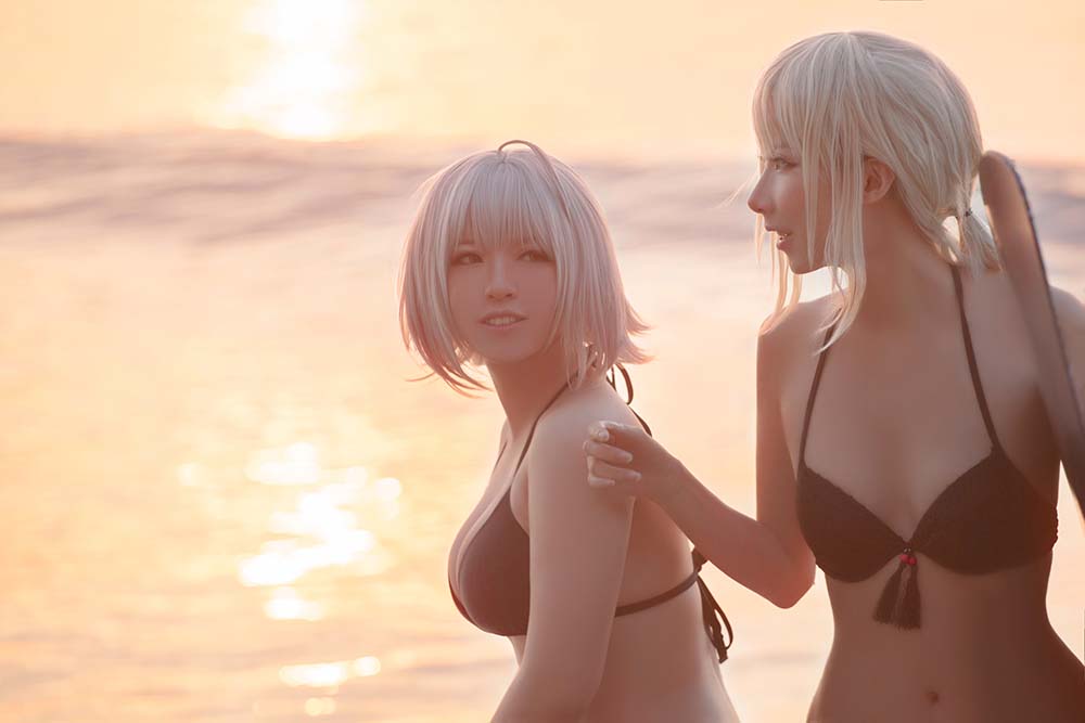 半半子&索索sophia – 海边泳装 Cosplay-第2张