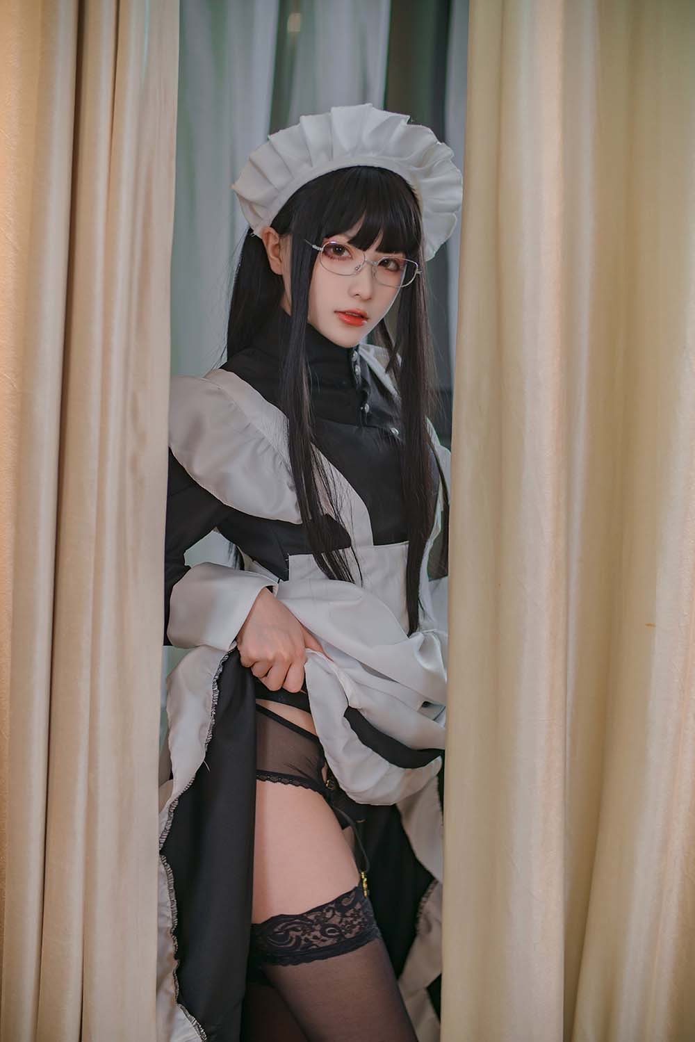 起司块wii – 传统黑丝女仆 Cosplay-第1张