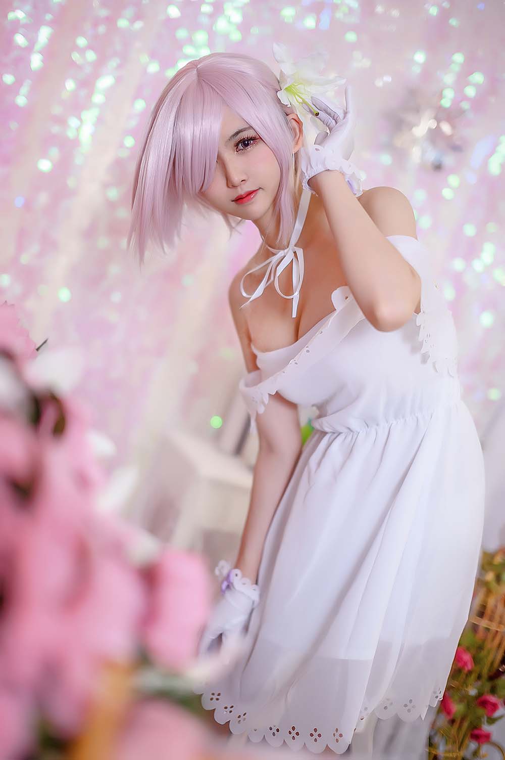 鳗鱼霏儿 – 玛修白裙 Cosplay-第1张