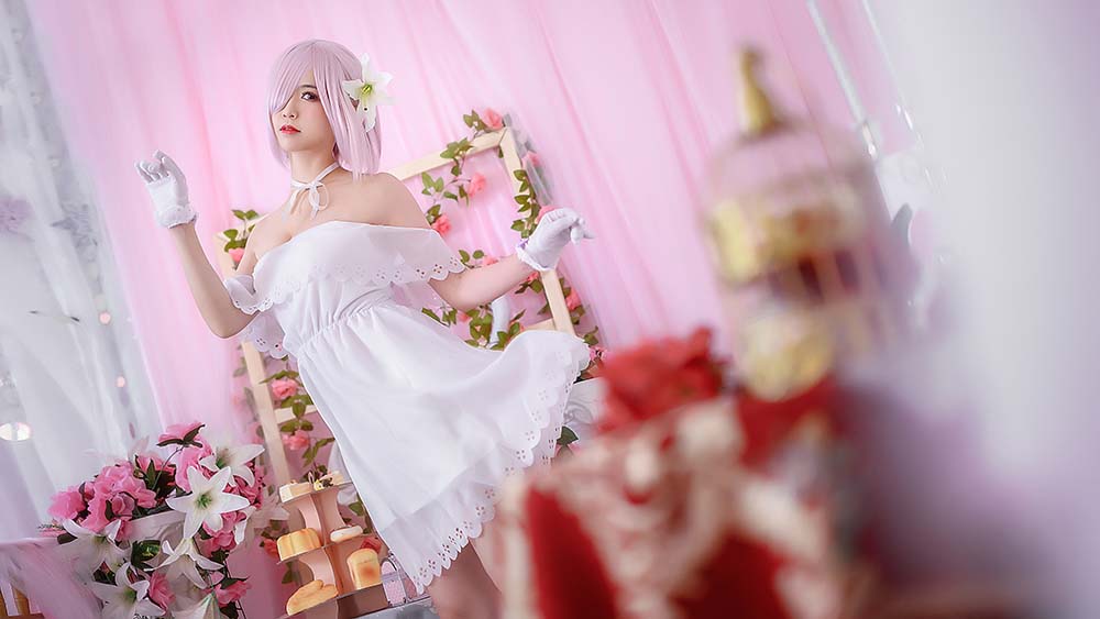 鳗鱼霏儿 – 玛修白裙 Cosplay-第2张