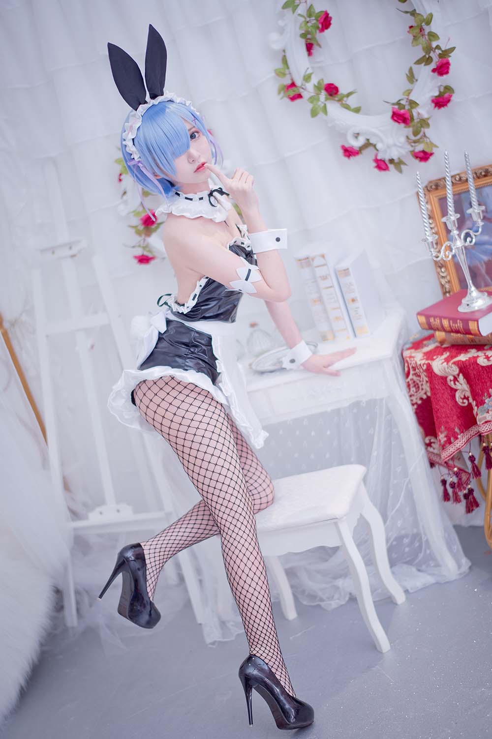鳗鱼霏儿 – 兔女郎之蕾姆 Cosplay-第1张