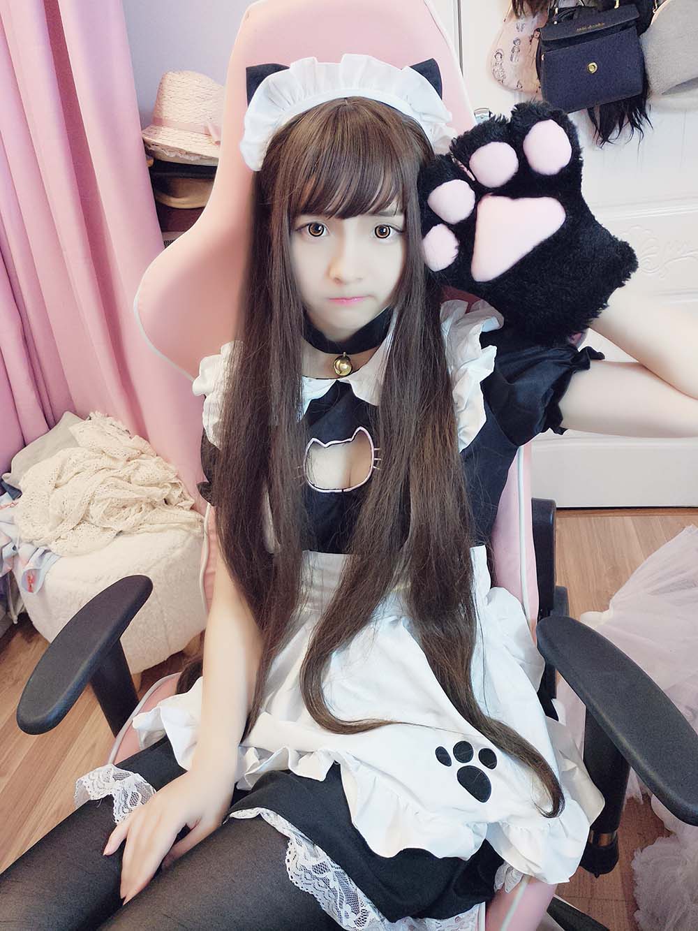 古川kagura – 猫耳体操+女仆 Cosplay-第2张