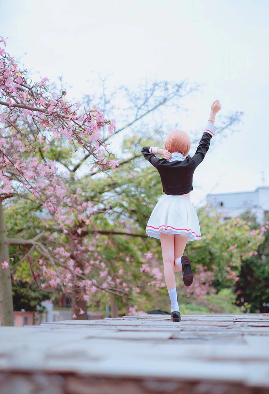 南桃Momoko – 木之本樱制服 Cosplay-第1张