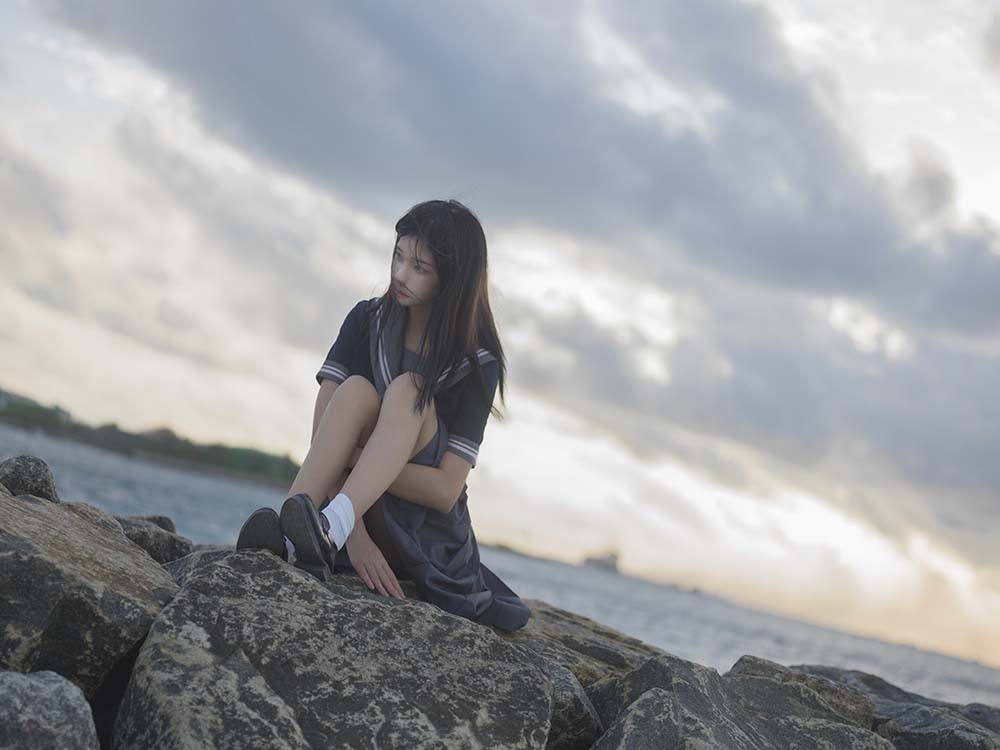 南桃Momoko – 蓝JK Cosplay-第1张