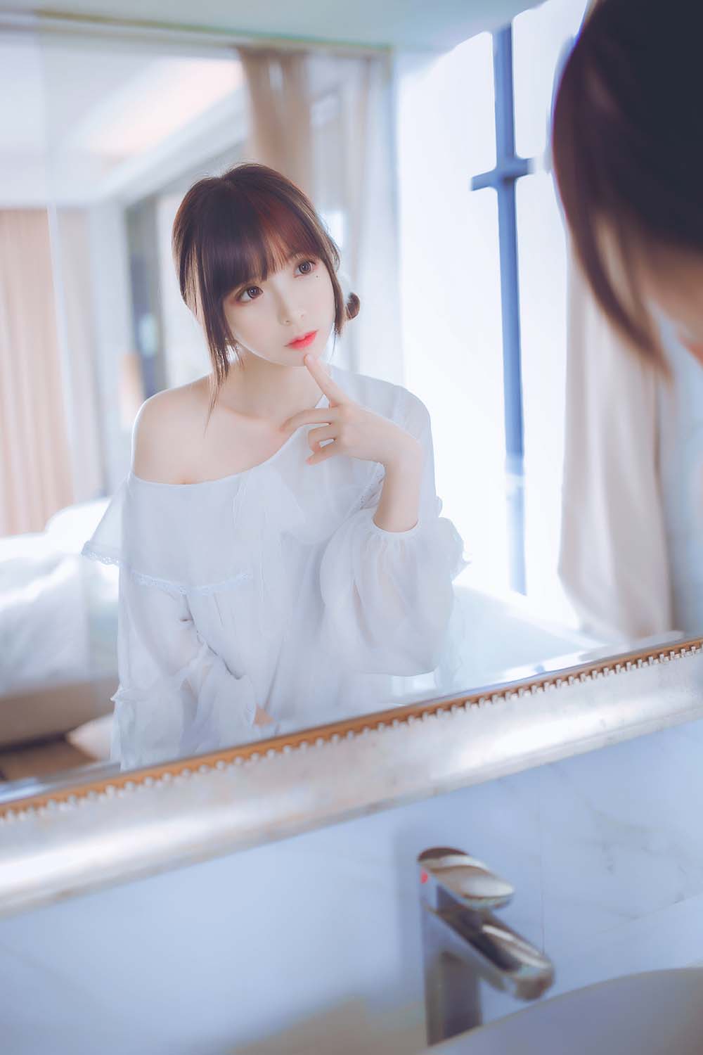 疯猫ss – 白色睡衣 Cosplay-第2张