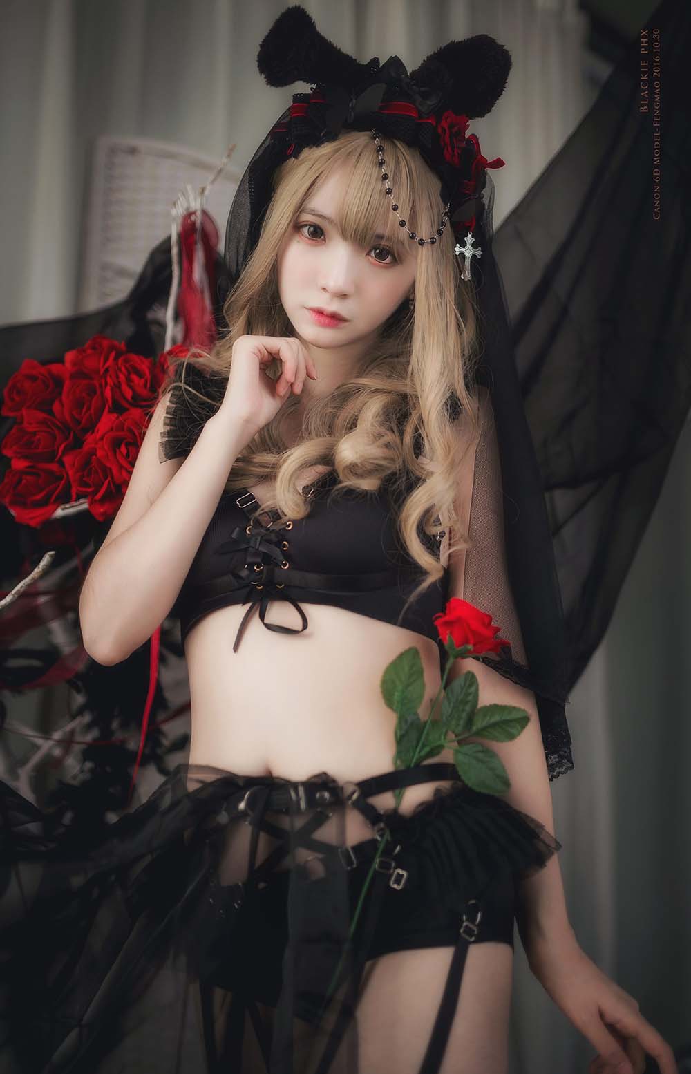 疯猫ss – 黑色玫瑰 Cosplay-第2张