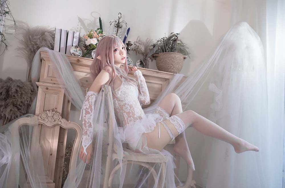 疯猫ss – 纯白精灵 Cosplay-第2张