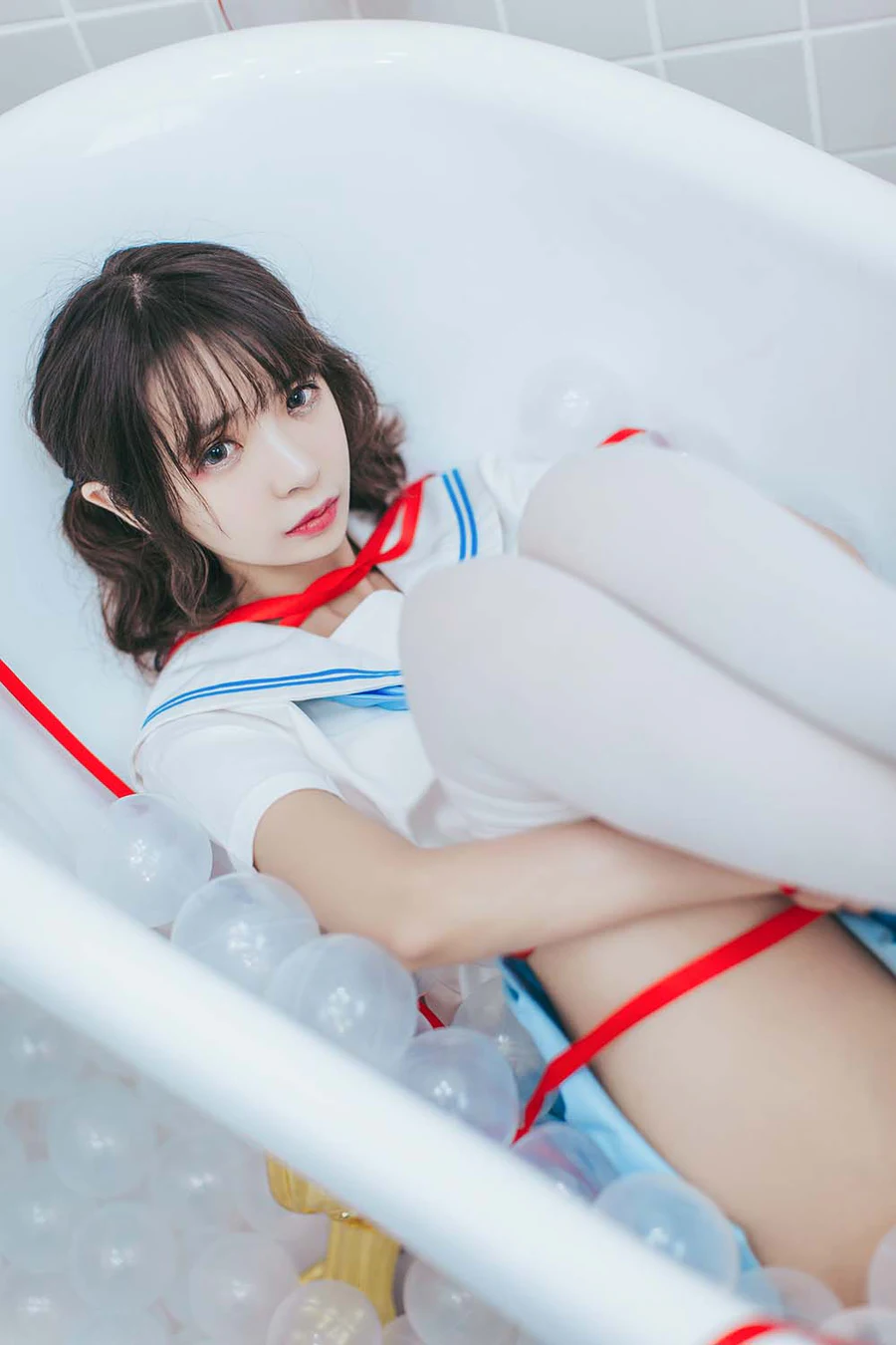 疯猫ss – 浴室JK Cosplay-第1张