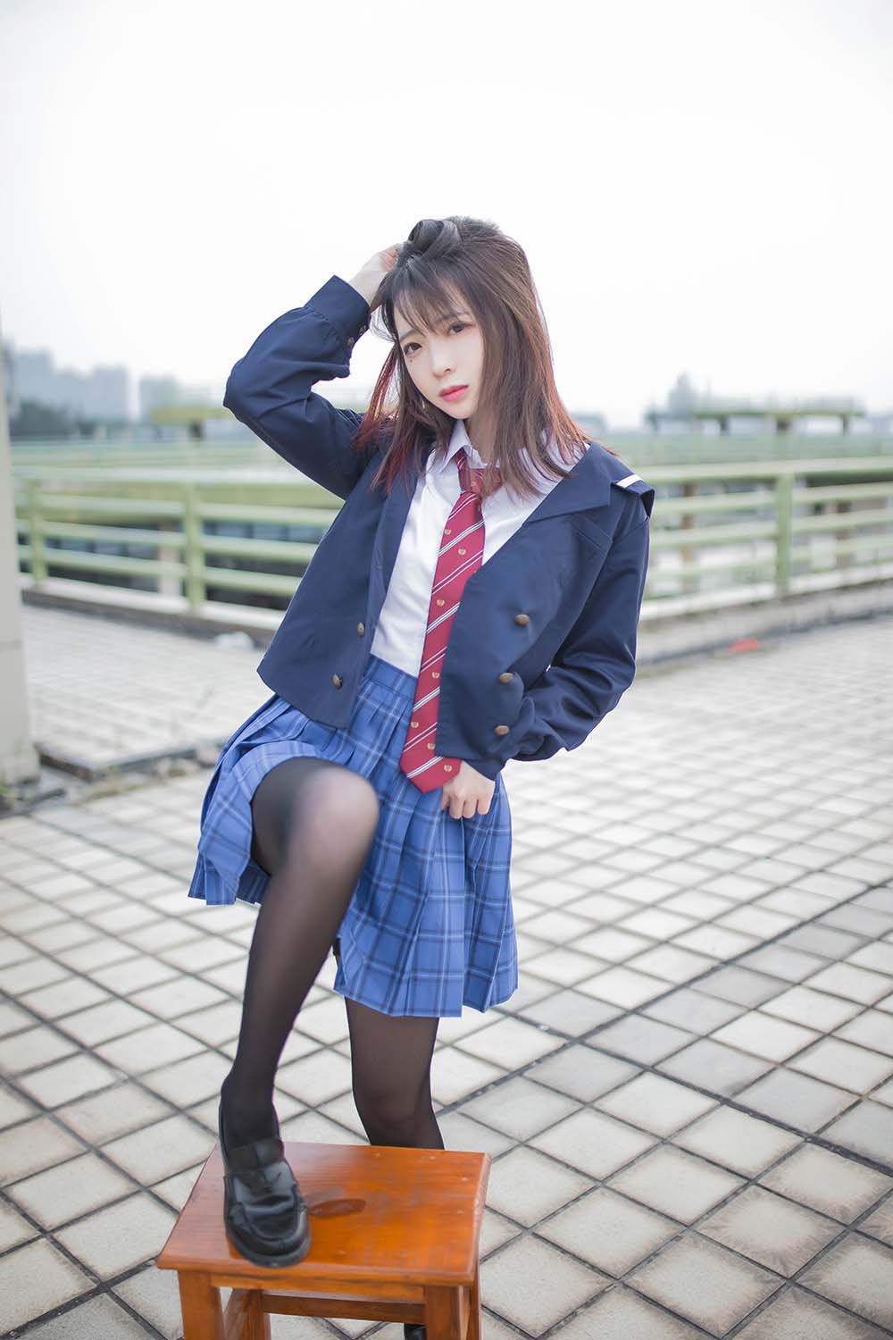 疯猫ss – 天台JK Cosplay-第1张