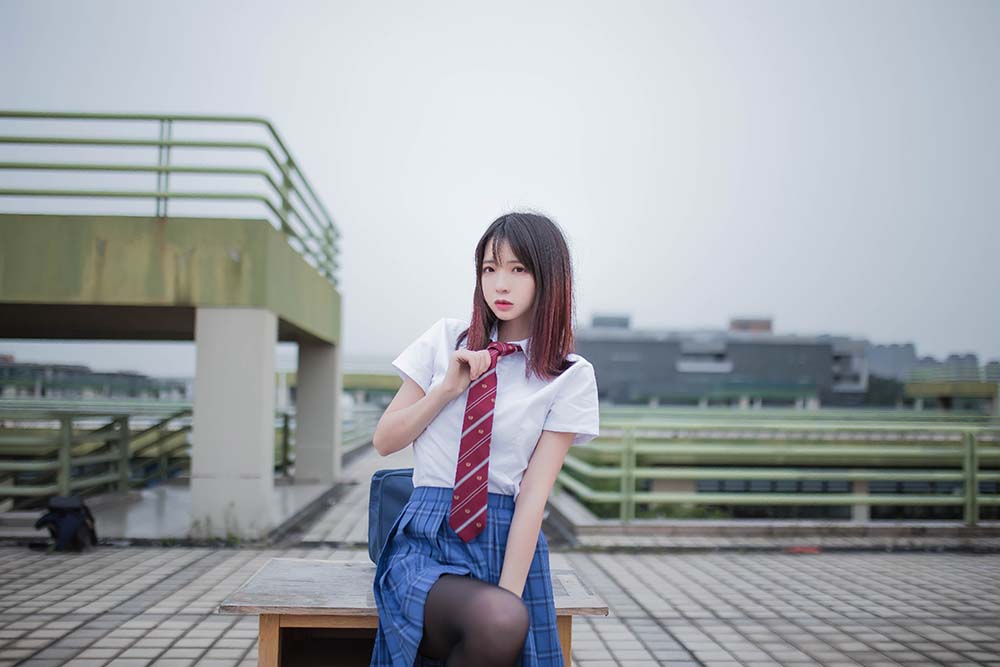 疯猫ss – 天台JK Cosplay-第2张