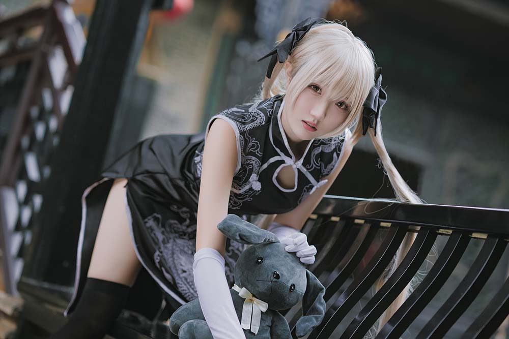 瓜希酱 – 穹妹 黑旗袍 Cosplay-第1张