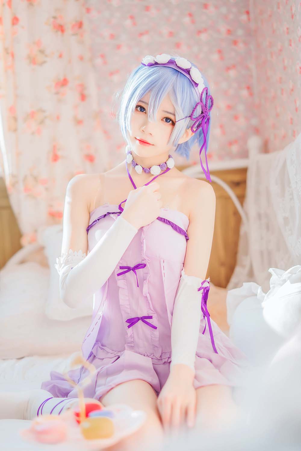 桜桃喵 – 蕾姆小睡裙 Cosplay-第1张
