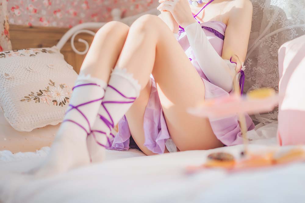 桜桃喵 – 蕾姆小睡裙 Cosplay-第2张