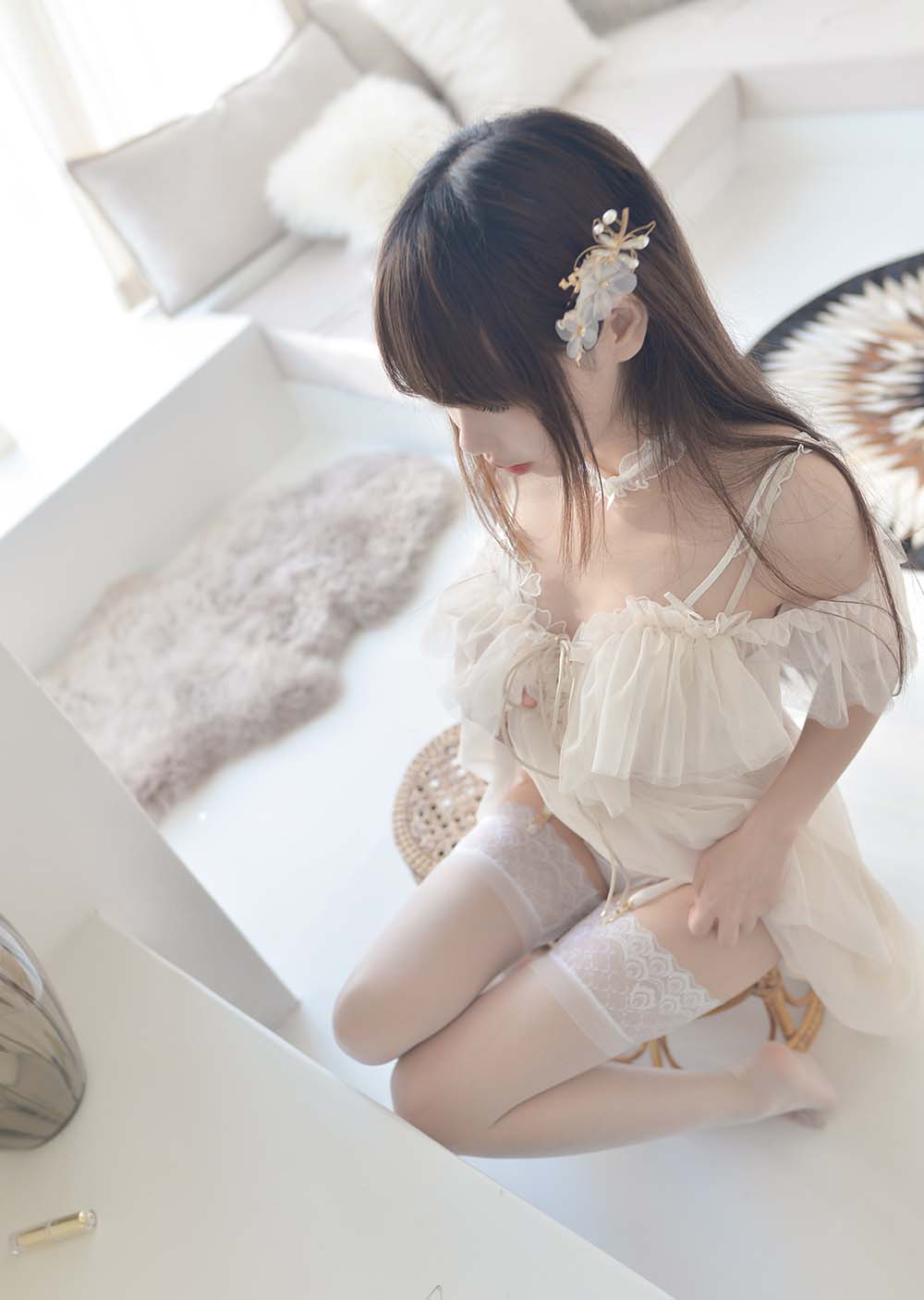 雪琪 – 白色内衣 Cosplay-第1张