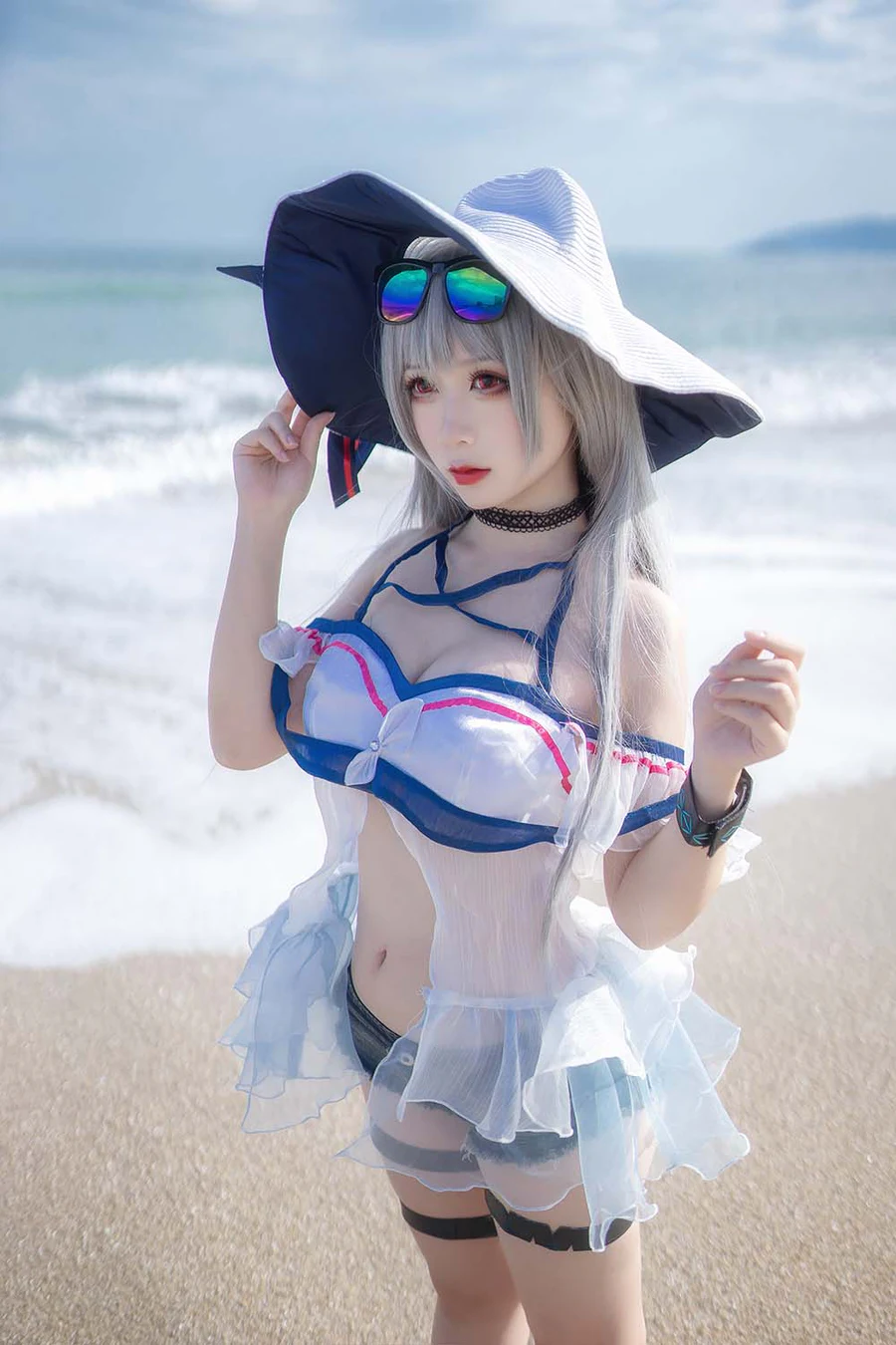 樱落酱w – 斯卡蒂泳装 Cosplay-第1张