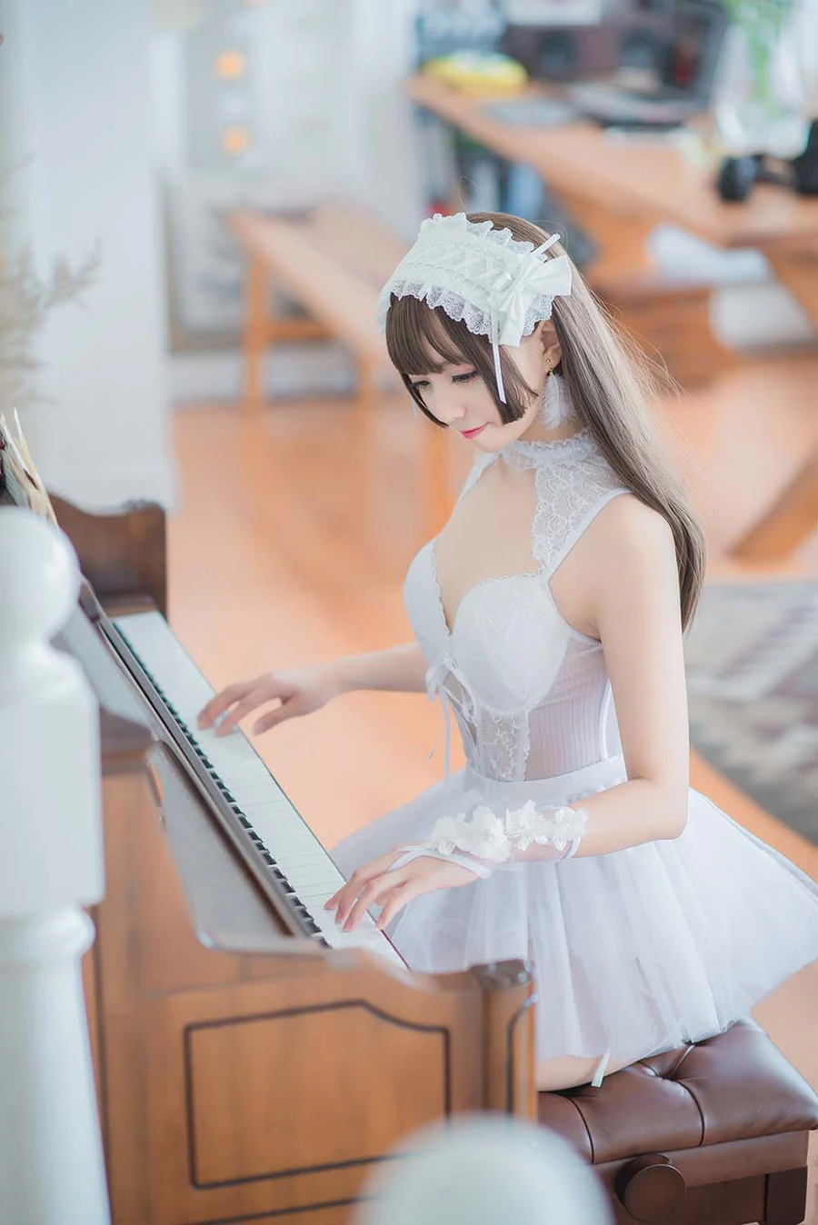 小野妹子w – 白色纱裙 Cosplay-第1张