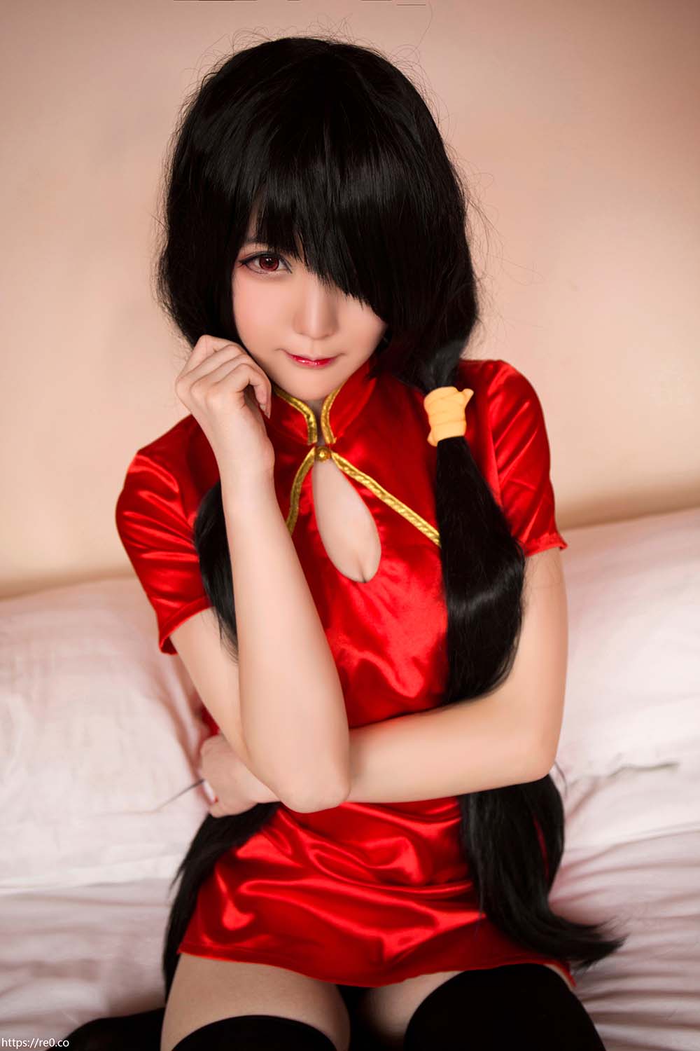 一小央泽 – 时崎狂三 大红旗袍 Cosplay-第2张