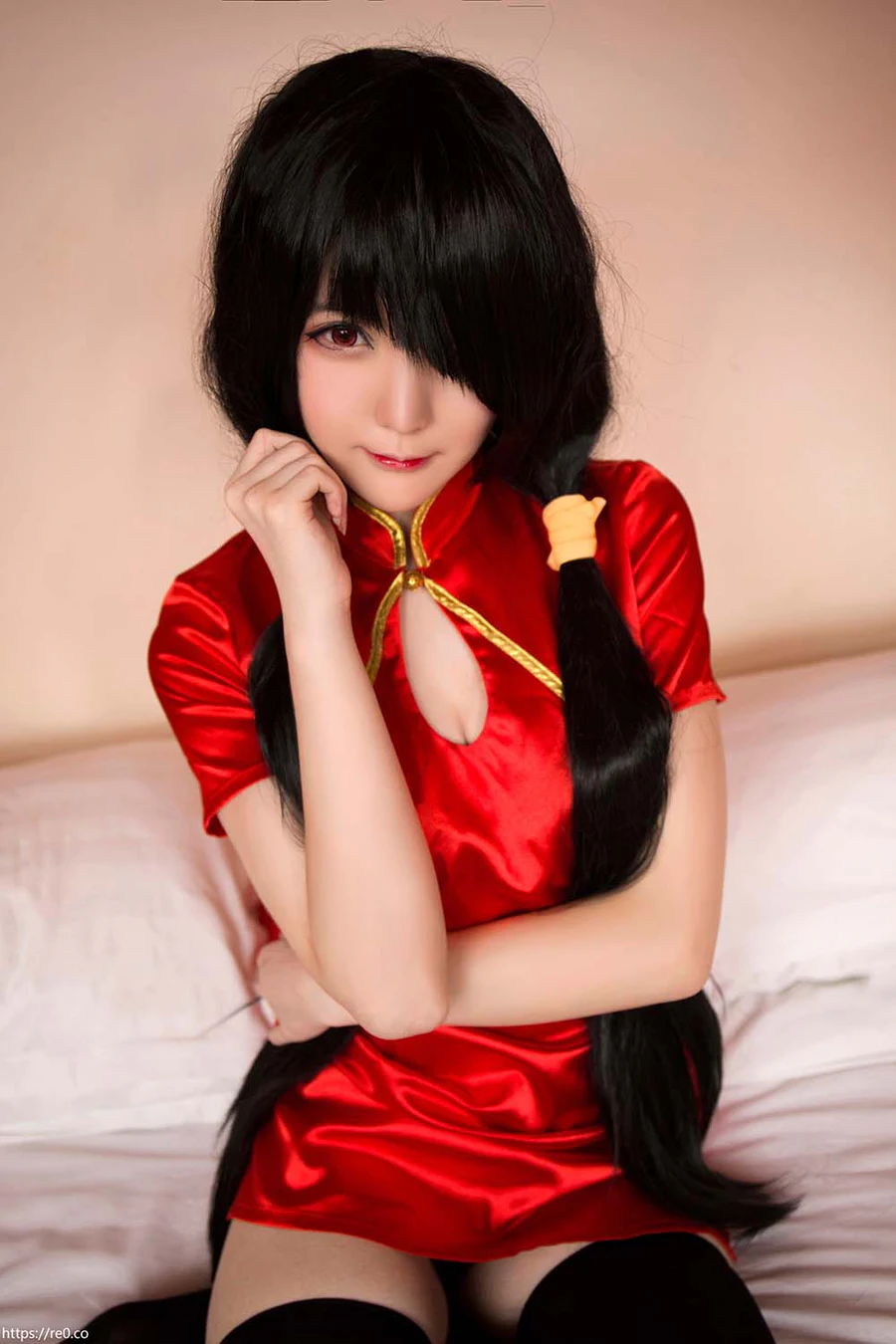 一小央泽 – 时崎狂三 大红旗袍 Cosplay-第2张