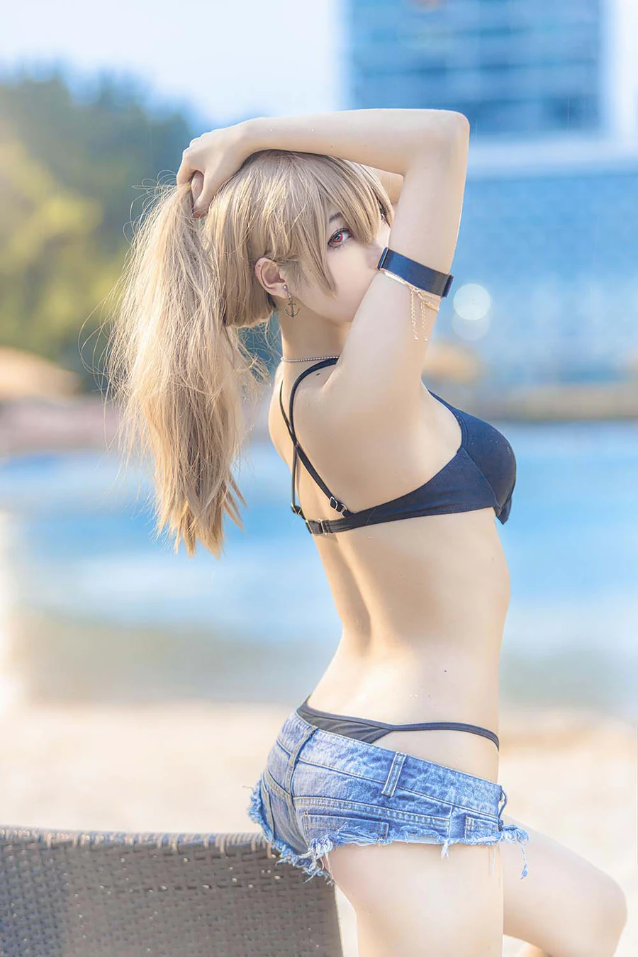 周叽是可爱兔兔 – 让巴尔泳装 Cosplay-第2张