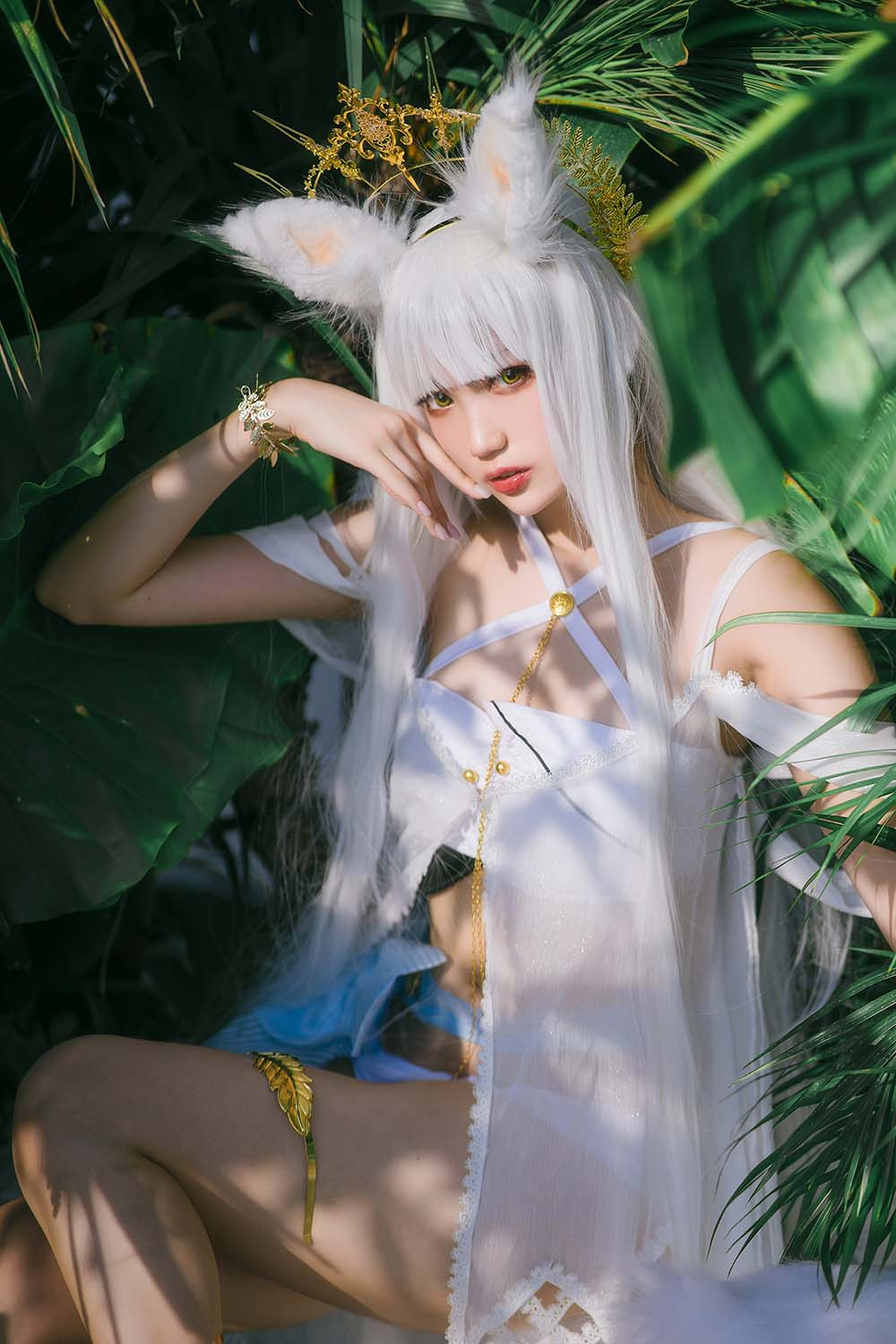 周叽是可爱兔兔 – 白金泳装 Cosplay-第2张