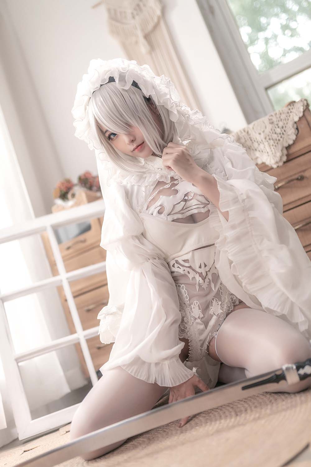 蠢沫沫 – 尼尔纪元 白花嫁 Cosplay-第1张