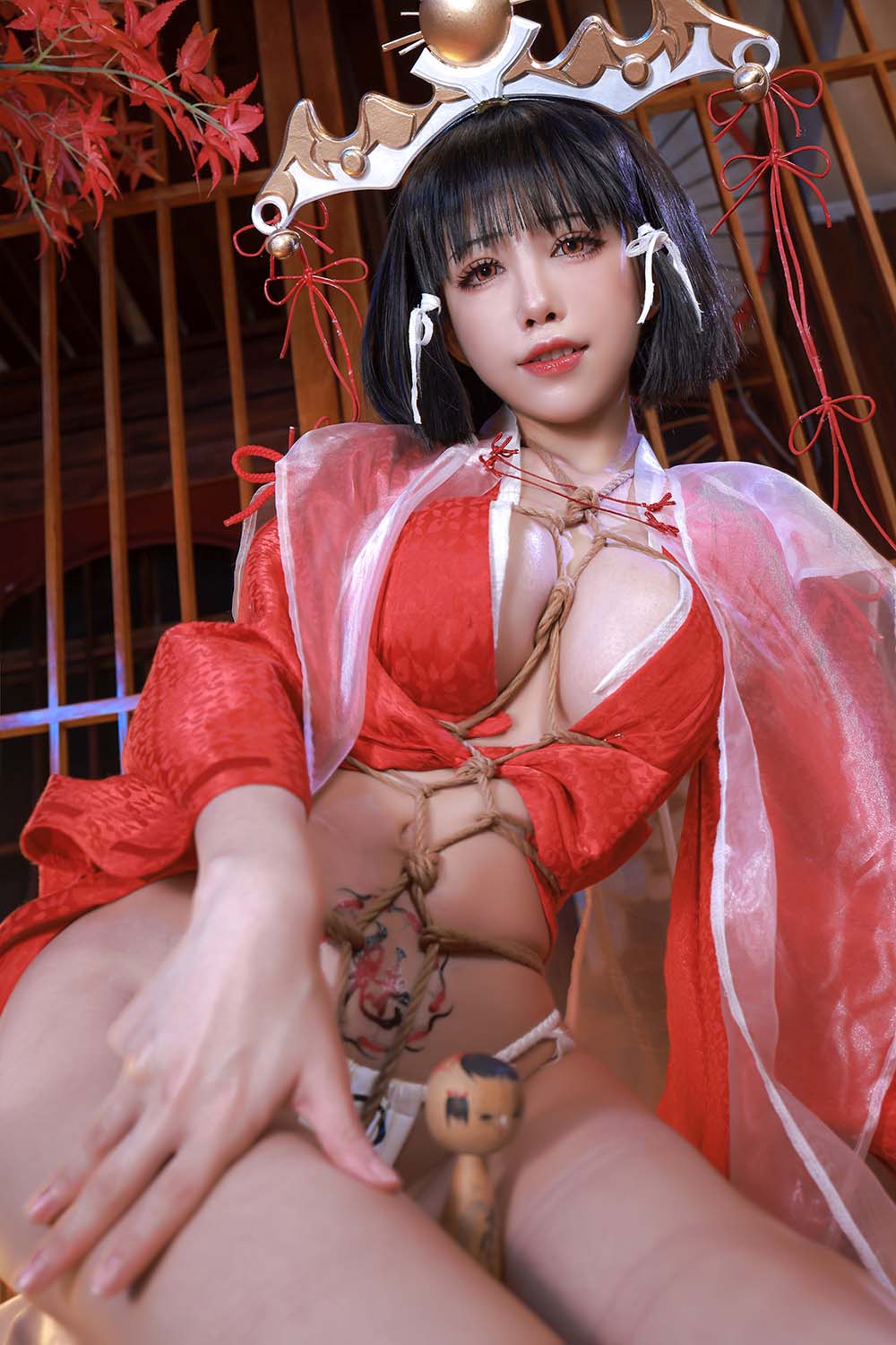 水淼aqua – 黑兽 辉夜巫女 Cosplay-第2张