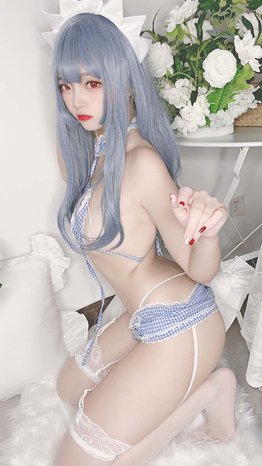 二佐Nisa – 蓝格比基尼女仆 Cosplay-第2张