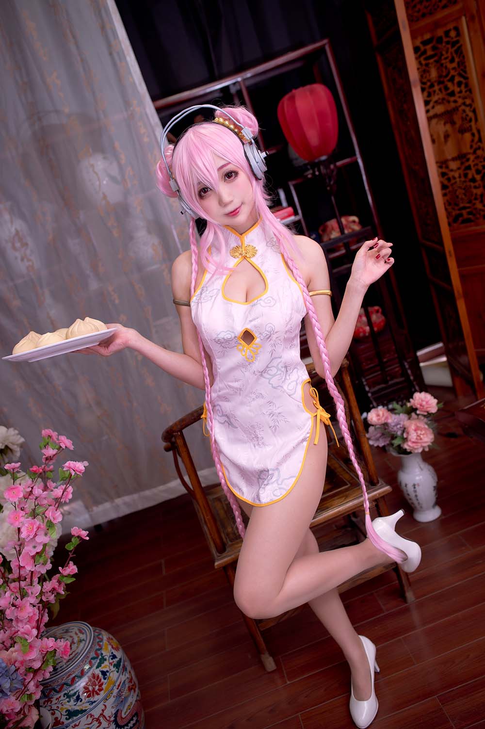 周叽是可爱兔兔 – 旗袍索尼子 Cosplay-第1张