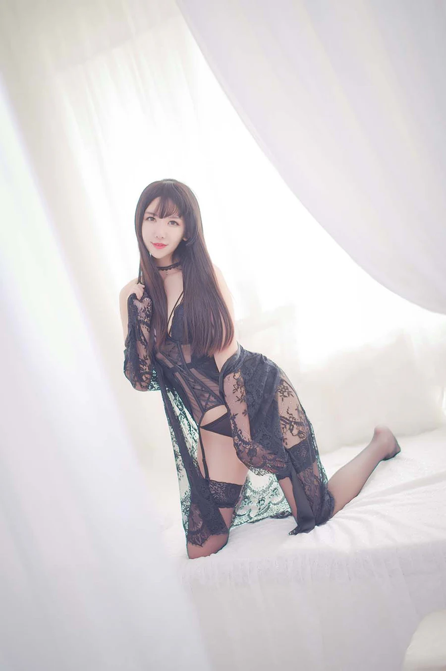源纱希喵喵喵 – 黑色内衣 Cosplay-第1张