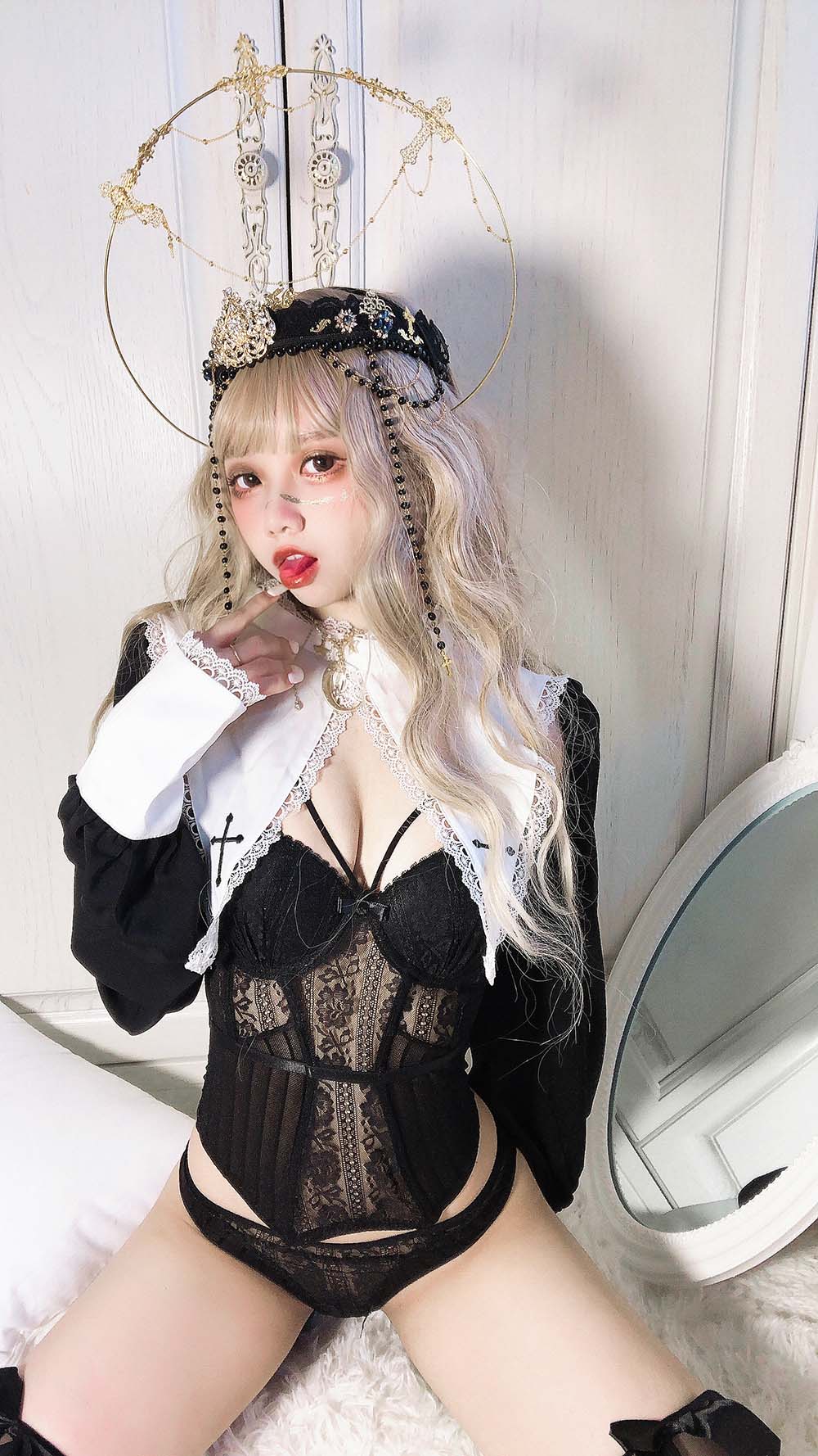 果咩酱w – 叛逆修女 Cosplay-第2张