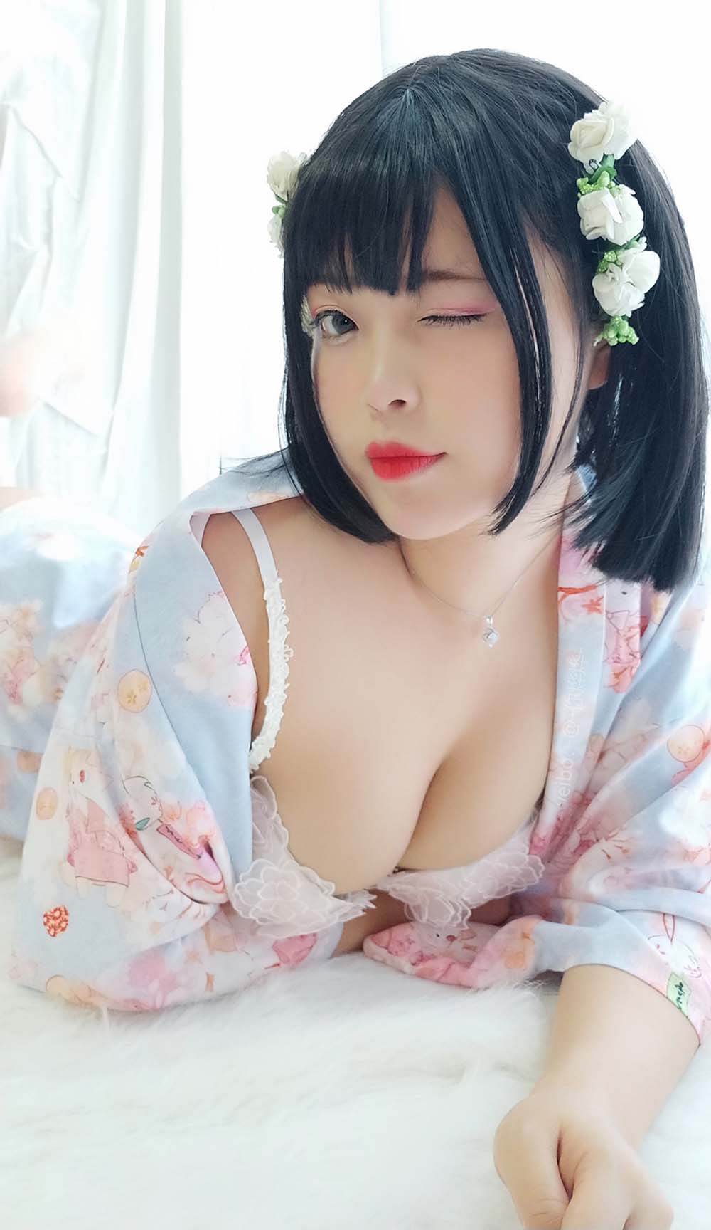 白烨 – 花与酒与少女 Cosplay-第2张