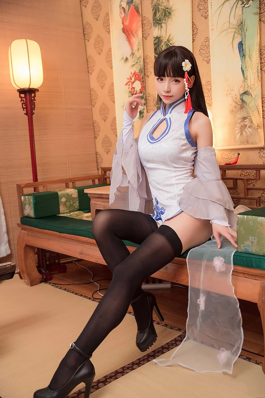 大大卷卷小卷 – 黑丝旗袍 Cosplay-第1张