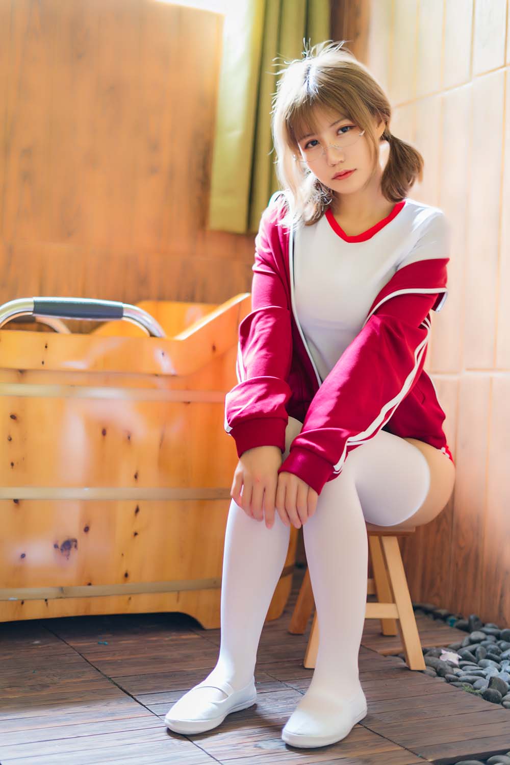 小仓千代w – 红色体操服 Cosplay-第1张