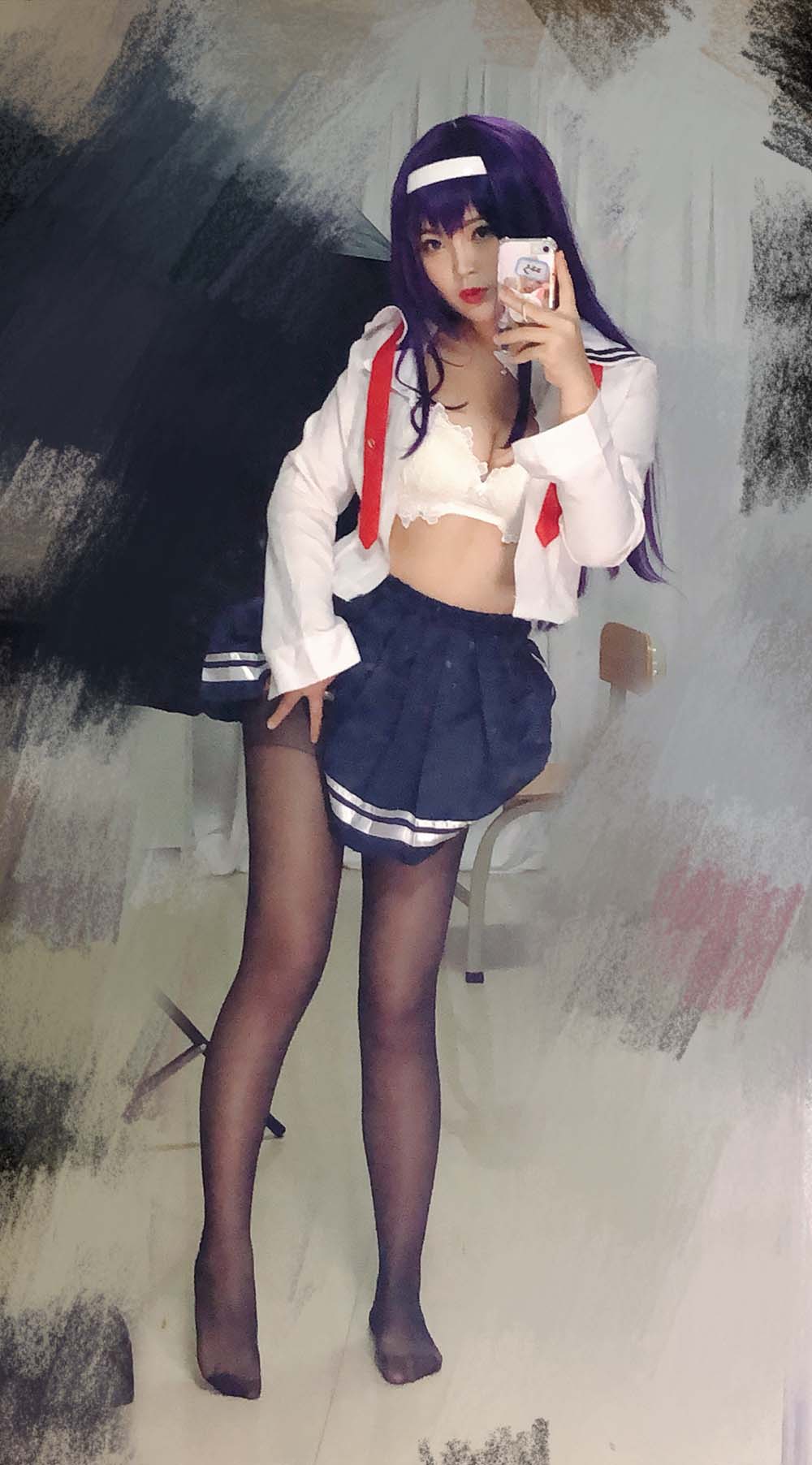 白烨 – 学姐校服 Cosplay-第1张