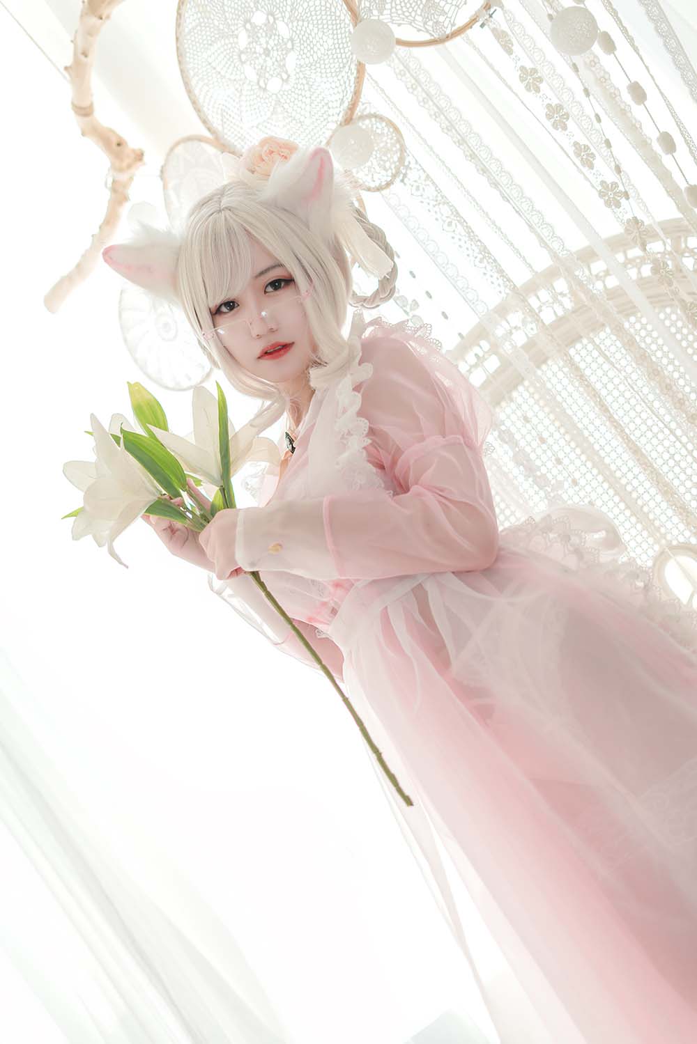 小仓千代w – 透明粉色女仆 Cosplay-第1张
