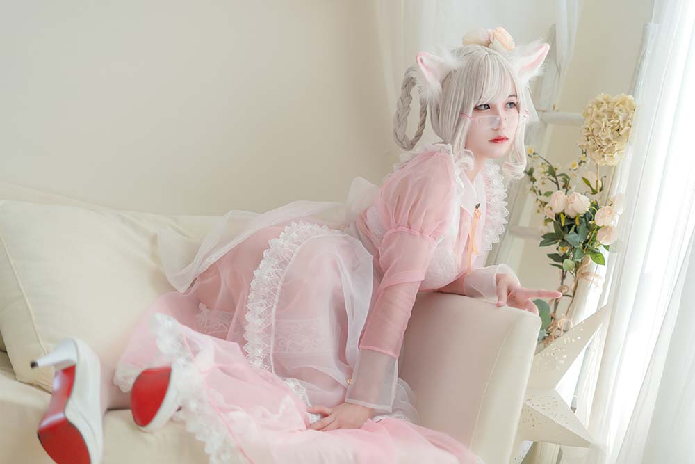 小仓千代w – 透明粉色女仆 Cosplay-第2张