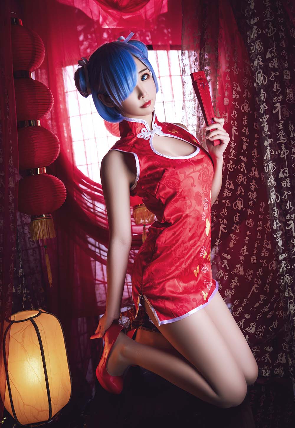 面饼仙儿 – 雷姆旗袍 Cosplay-第1张