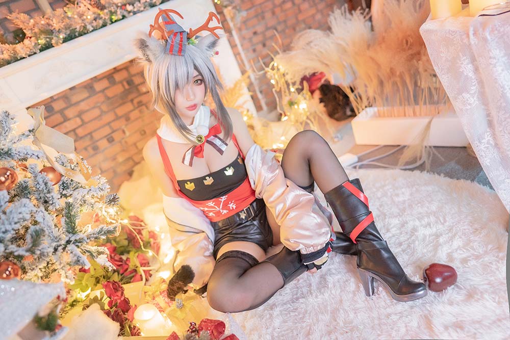 周叽是可爱兔兔 – 圣诞黑丝兽耳 Cosplay-第2张