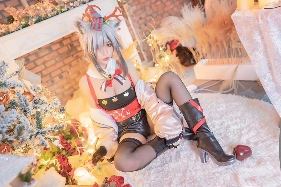 周叽是可爱兔兔 – 圣诞黑丝兽耳 Cosplay-第2张