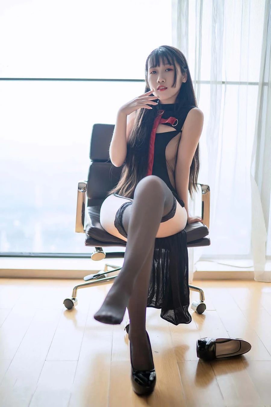 不呆猫 – 连体黑丝 Cosplay-第1张