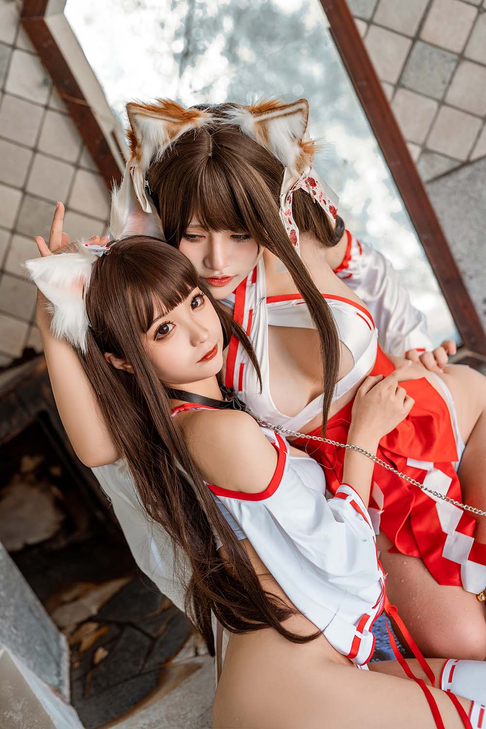 蠢沫沫&一笑芳香沁 – 双人狐 Cosplay-第2张
